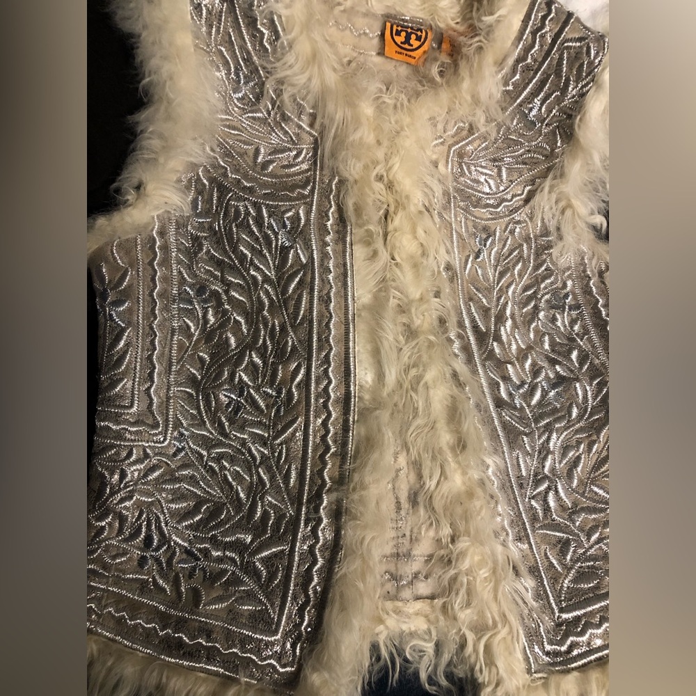 Tory Burch lamb leather and fur vest